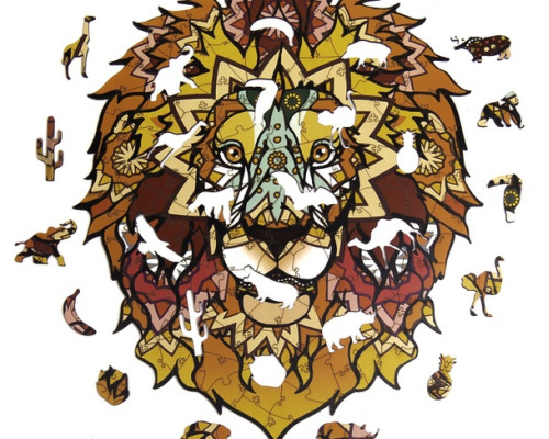 Figurowana drewniana puzzle "Afrykański lew"
