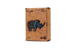 Figurowana drewniana puzzle "Rzadki nosorożec"